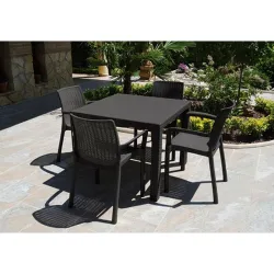 Compra MESA RESINA RATAN ELEGANCE NEGRO 80 X 80 CM GARDEN LIFE 4098-06 al mejor precio