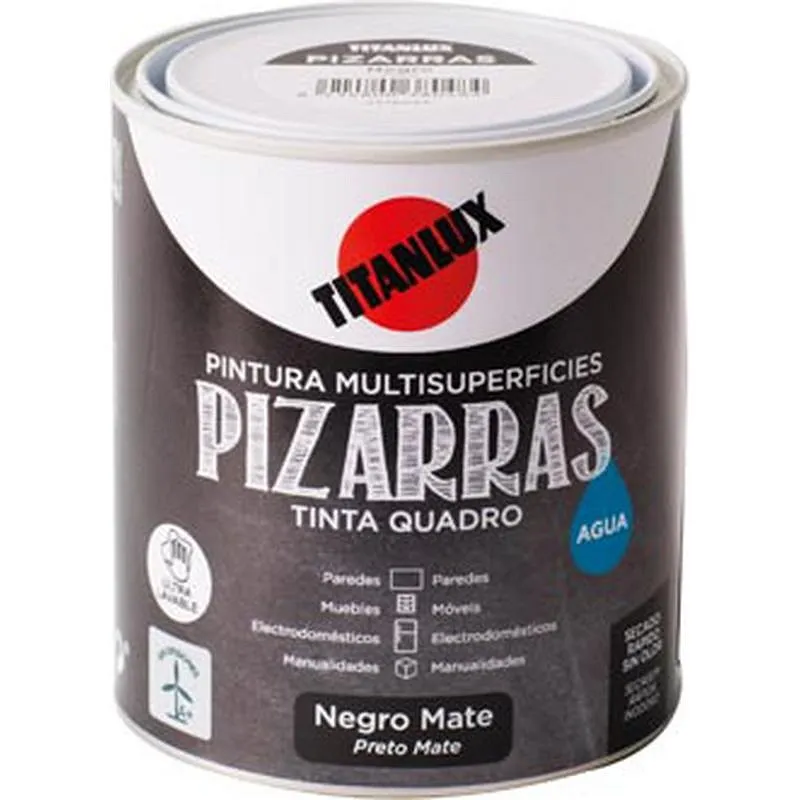 Compra ESMALTE AL AGUA PIZARRAS MATE 750 ML NEGRO TITANLUX 01P140134/5699074 al mejor precio