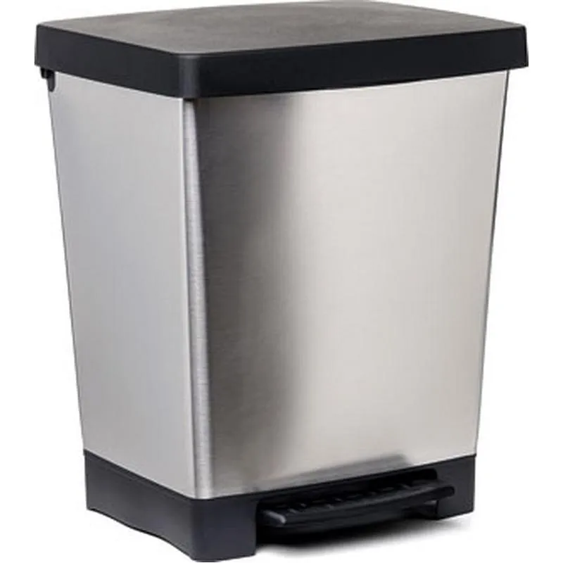 Compra CUBO PEDAL DECORADO CUBIK STEEL-GRIS 23 L TATAY 1020609 al mejor precio