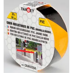 Compra CINTA ADHESIVA SEÑALIZACION REFLECTANTE 33 M X 50 MM AMARILLA/NEGRA TARGET CRAN3350 al mejor precio