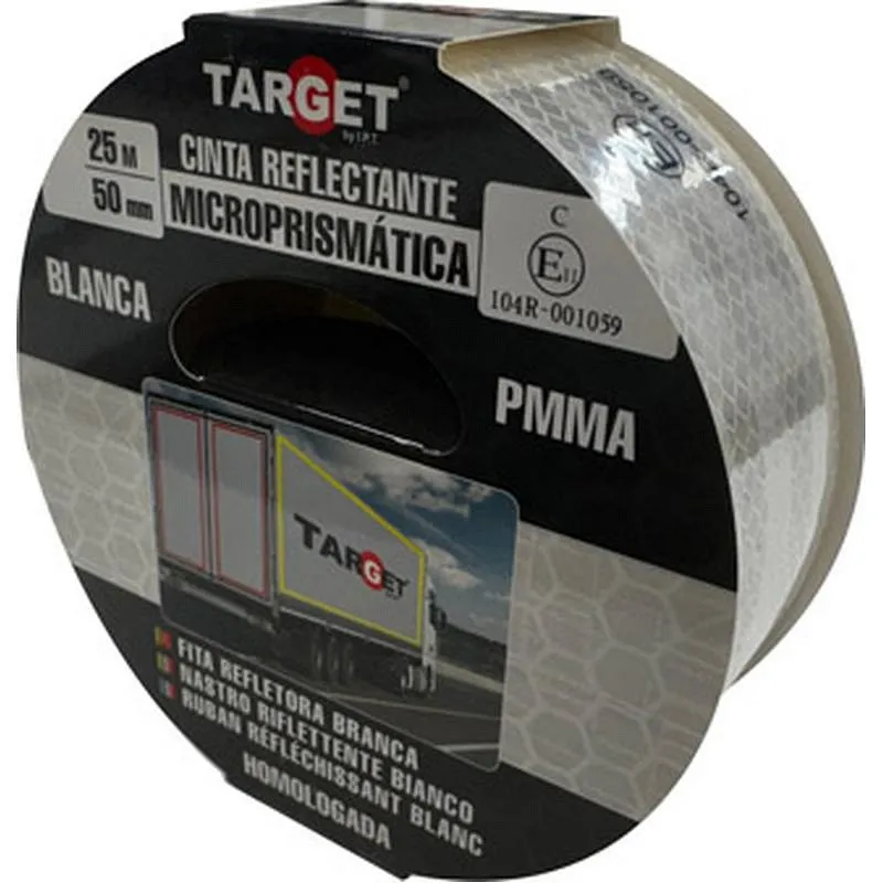 Compra CINTA ADHESIVA REFLECTANTE AUTOMOCION HOMOLOGADA 25 M X 50 MM BLANCA TARGET CRB2550H al mejor precio
