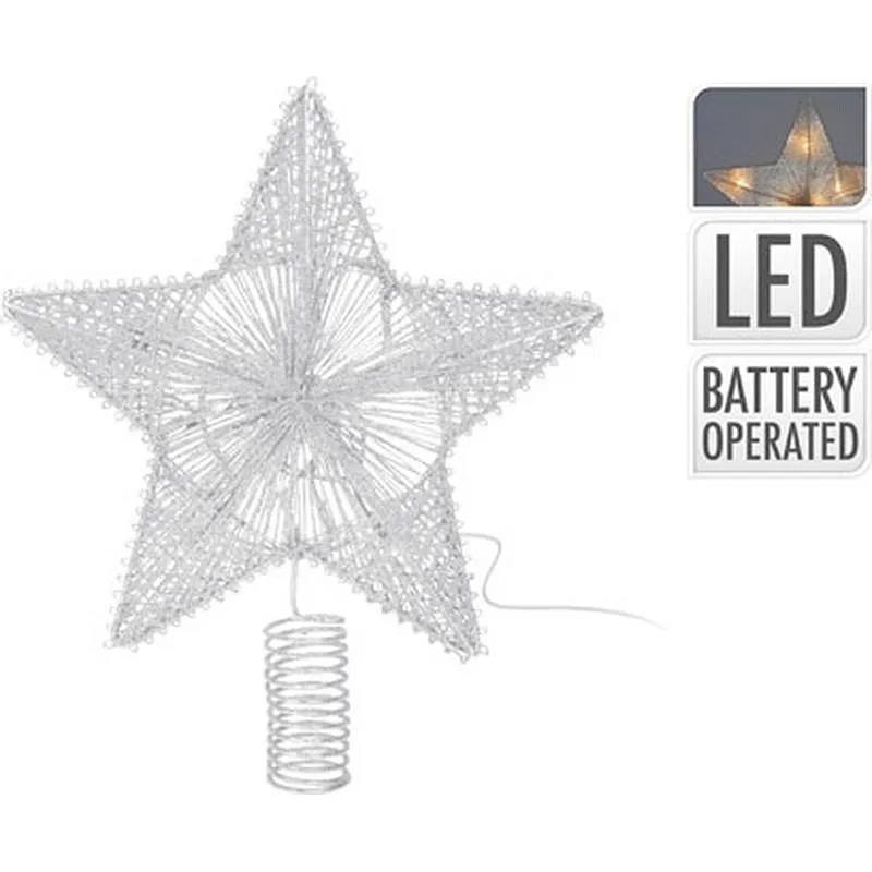 Compra ESTRELLA PARA ARBOL CON LEDS 25 CM PLATA IMPORT AMY100520 al mejor precio