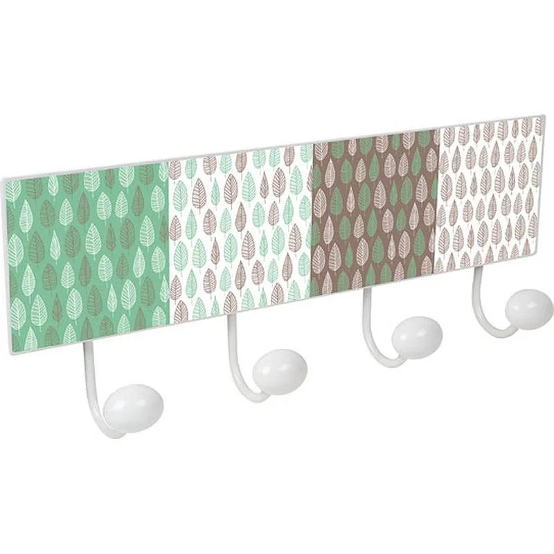 Compra PERCHA PARED 4 POMOS METAL/PORCELANA HOJAS VERDE MARRON NESU 9063B44 al mejor precio