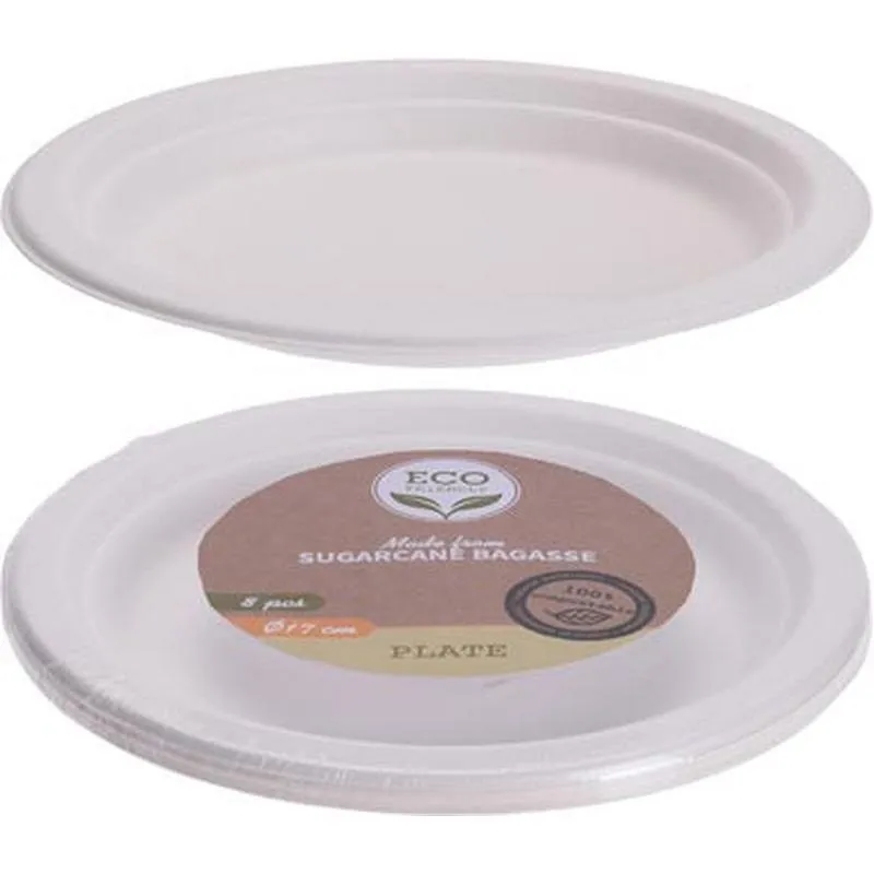 Compra PLATO POSTRE DESECHABLE BIODEGRADABLE PACK 8 UDS diametro 17 CM IMPORT CY4653330 al mejor precio