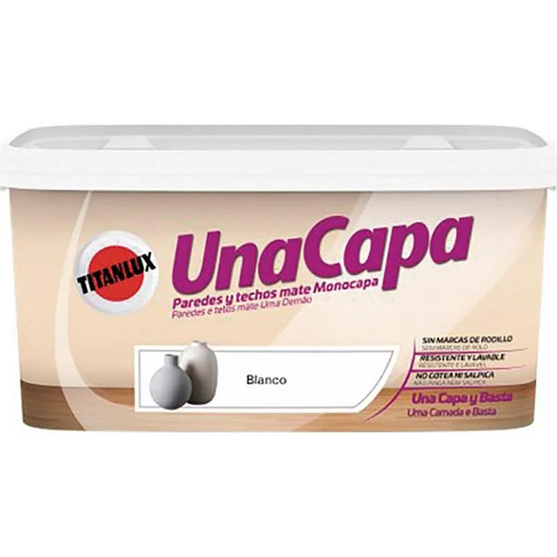 Compra PINTURA PLASTICA UNA CAPA MATE 4 L BLANCO TITAN 69000204/5699248 al mejor precio