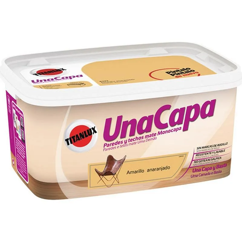 Compra PINTURA PLASTICA UNA CAPA MATE 4 L AMARILLO ANARANJADO TITAN 69632204/5699266 al mejor precio