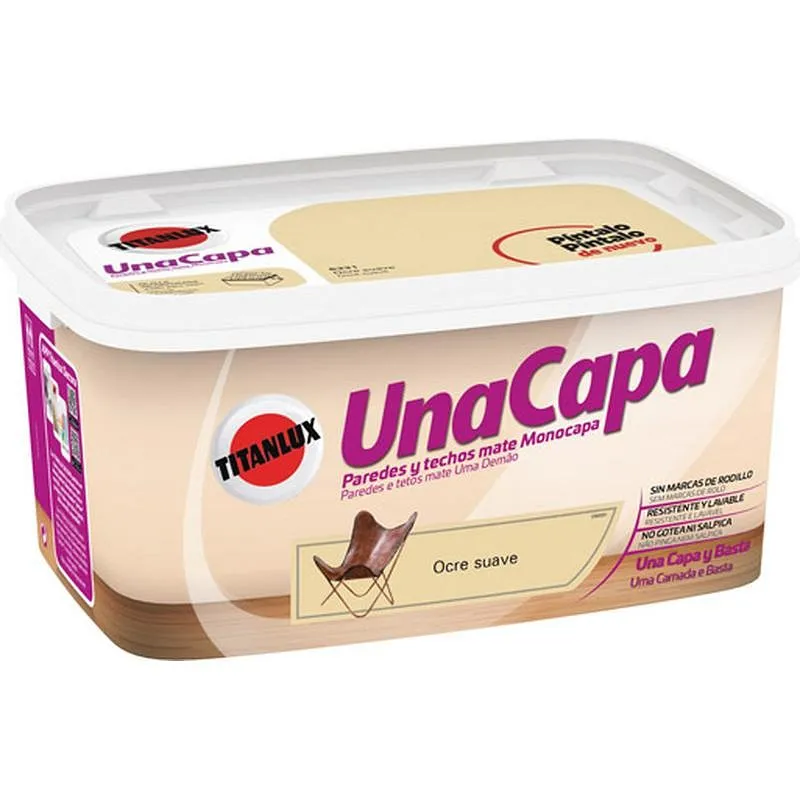 Compra PINTURA PLASTICA UNA CAPA MATE 4 L OCRE SUAVE TITAN 69633104/5699278 al mejor precio