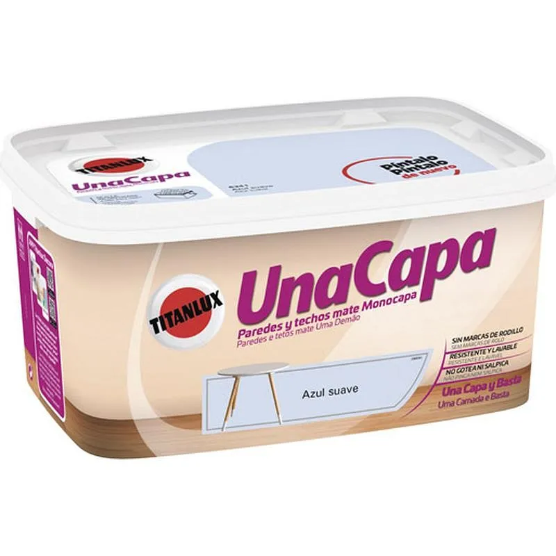 Compra PINTURA PLASTICA UNA CAPA MATE 4 L AZUL SUAVE TITAN 69634104/5699285 al mejor precio