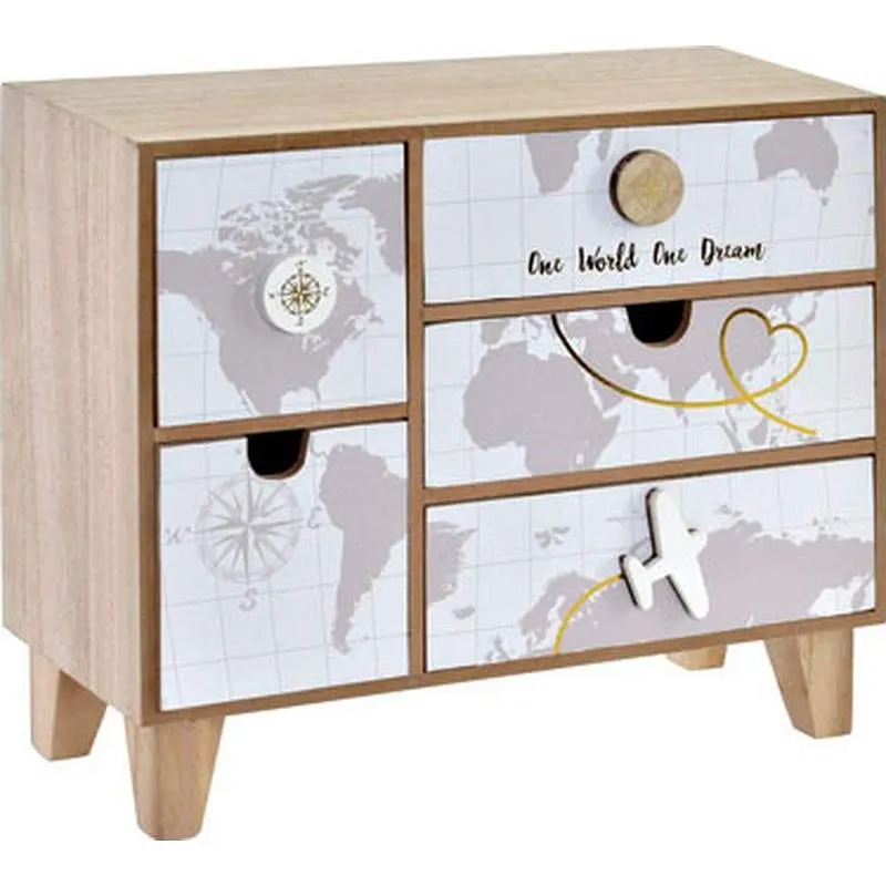 Compra MINI ARMARIO MADERA 32 X 12 X 27 CM MAPA MUNDI TRAVEL LD153648 al mejor precio