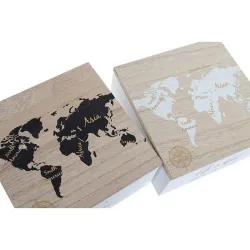 Compra CAJA MADERA MULTIUSOS 15 X 15 X 7 CM MAPA MUNDI SURTIDO LD164693 al mejor precio