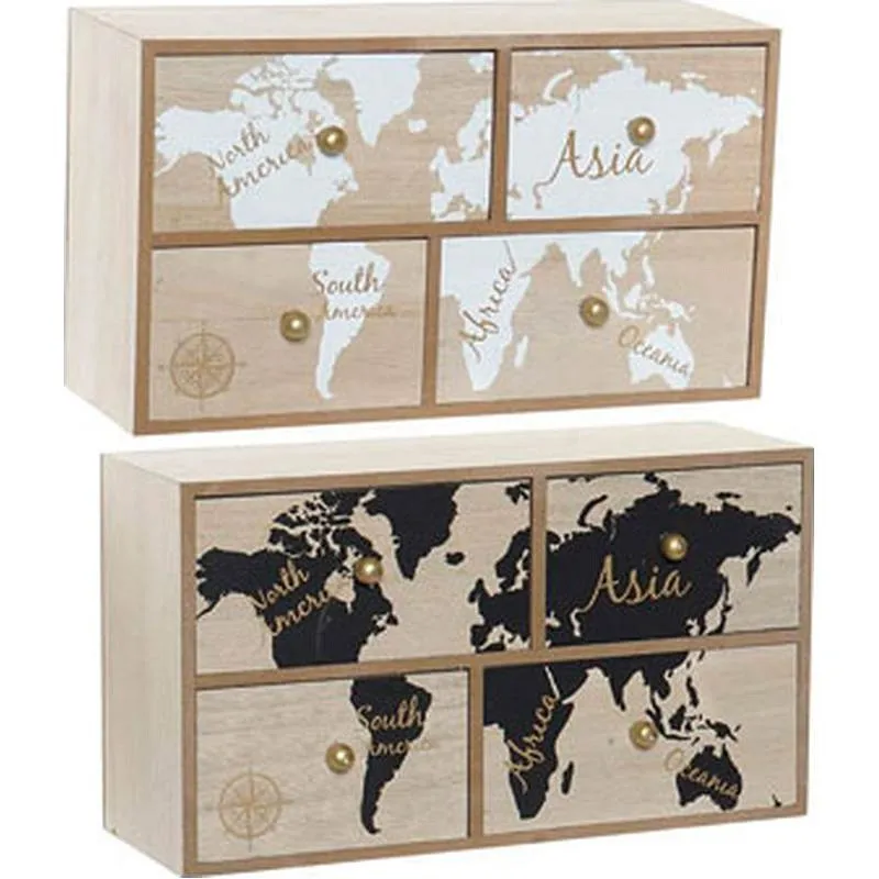 Compra MINI ARMARIO MADERA 30 X 17 X 11 CM MAPA MUNDI SURTIDO LD164701 al mejor precio