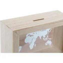 Compra HUCHA MADERA CRISTAL 20 X 15 X 6,5 CM MAPA MUNDI SURTIDO LD164703 al mejor precio