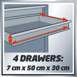 Compra CARRO HERRAMIENTAS CON RUEDAS TC-TW 100 CON 4 CAJONES EINHELL 4510170 al mejor precio