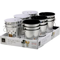 Compra CUBO MINI METALICO TAPAS SURTIDO PLATA NEGRO 11.5 X 16 X 10.5 KA2898 al mejor precio