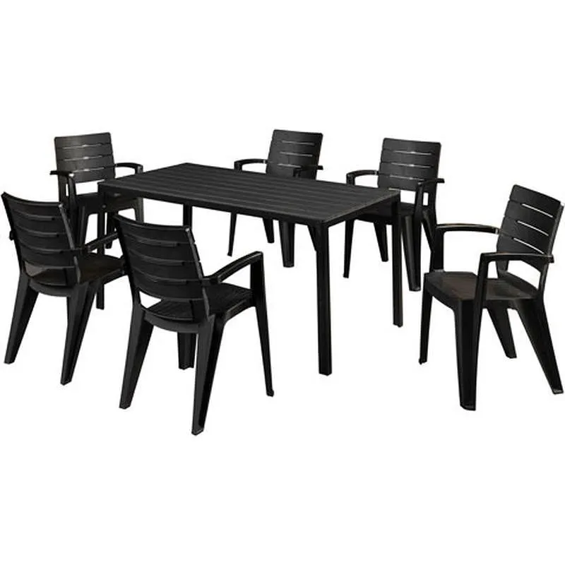 Compra MESA RESINA ALUMINIO CALIFORNIA ANTRACITA 155 X 80 CM IMPORT 92102 al mejor precio