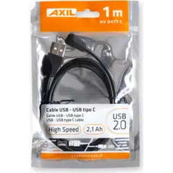 Compra CABLE CONEXION USB-TIPO C NEGRO 1M AXIL AV 0477C al mejor precio