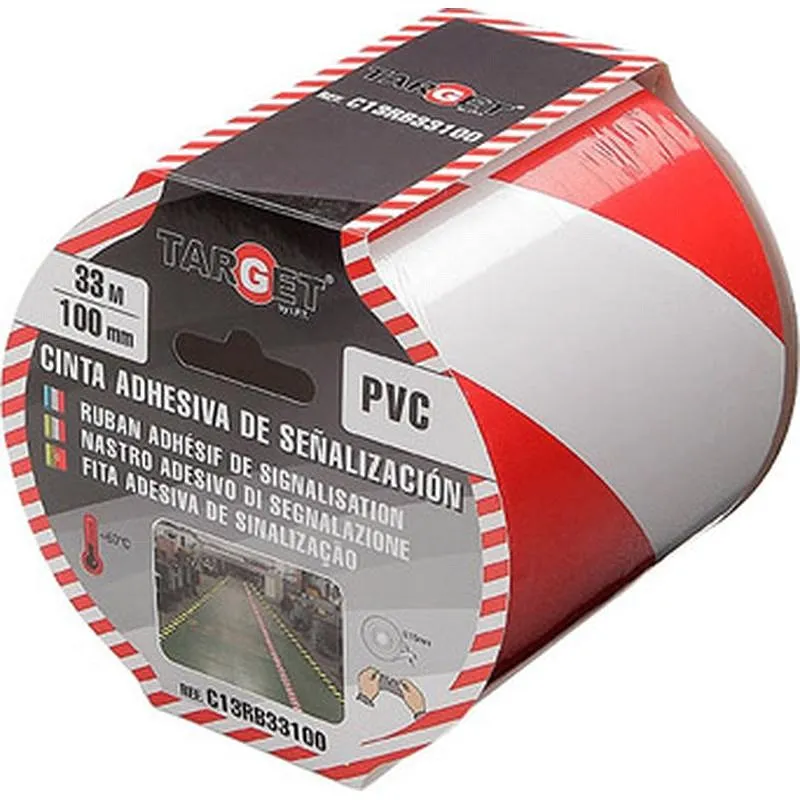 Compra CINTA ADHESIVA SEÑALIZACION 33 M X 100 MM BLANCA/ROJA TARGET C13RB33100 al mejor precio