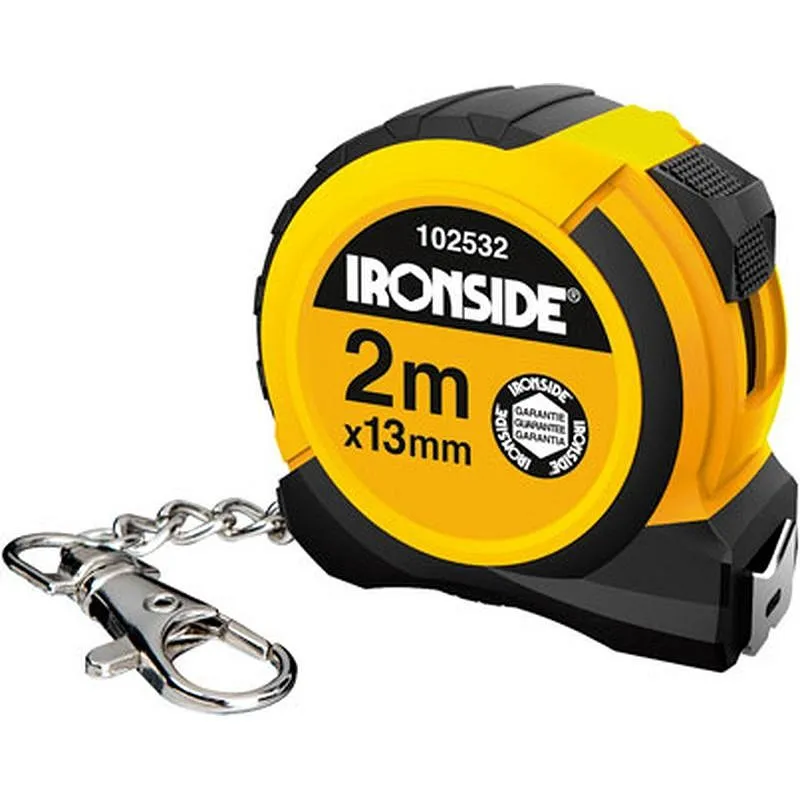 Compra FLEXOMETRO ABS / CAUCHO CON FRENO 2 M X 13 MM CON LLAVERO TIPO MOSQUETÓN IRONSIDE 102532 al mejor precio