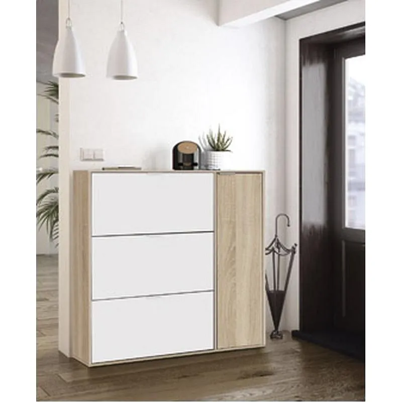 Compra ZAPATERO CLASS 4 PUERTAS 115 X 106 X 22 CM BLANCO/ROBLE FOREX O17818F al mejor precio