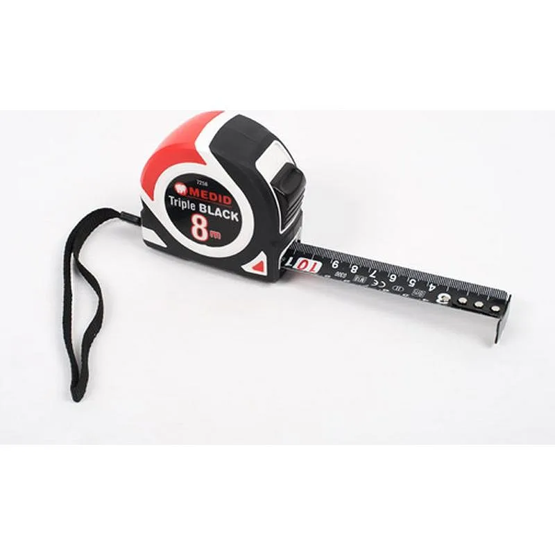 Compra FLEXOMETRO TRIPLE BLACK 8 M X 25 MM FONDO NEGRO IMPRESO EN BLANCO MEDID 7258 al mejor precio