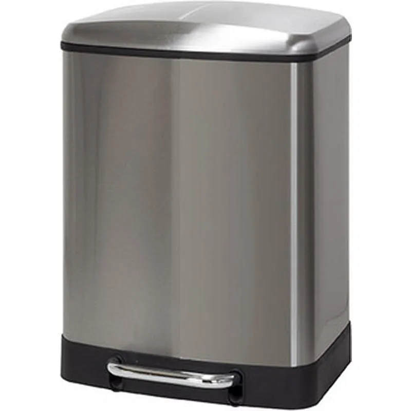 Compra CUBO PEDAL RECTANGULAR METALICO DOBLE 12L+12L CROMADO DUETT 998131 CRO al mejor precio