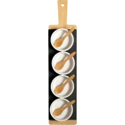 Compra SET APERITIVO PIZARRA BAMBU RECTANGULAR BOLS BLANCOS 40 X 9CM 9737300 al mejor precio