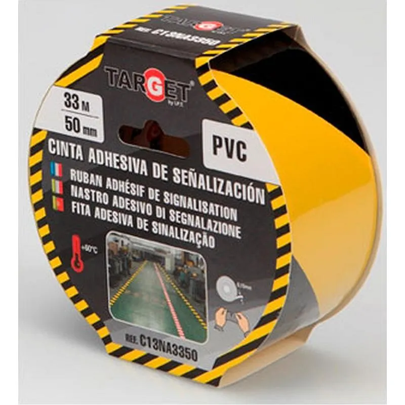 Compra CINTA ADHESIVA SEÑALIZACION 33 M X 50 MM AMARILLA/NEGRA TARGET C13NA3350 al mejor precio