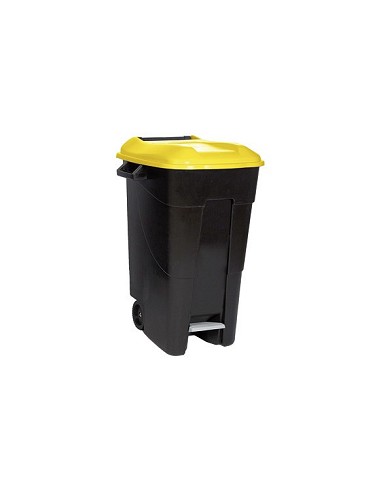 Compra Contenedor negro con pedal 120 l-tapa amarilla TAYG 423017 al mejor precio