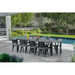 Compra MESA RESINA JULIE DOBLE GRAFITO 294X90 CM/180X147 CM KETER 249448 al mejor precio