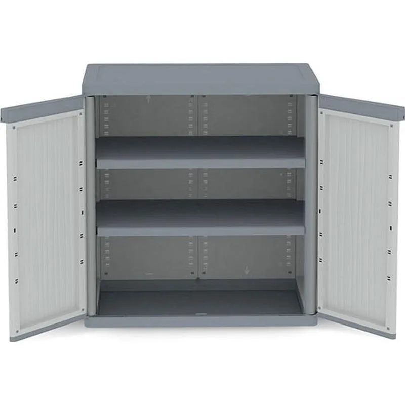 Compra ARMARIO RESINA BAJO XL JUMBO 2 ESTANTES WAVE 94,5 X 89,7 X 53,7 CM GRIS TERRY 1001725 al mejor precio