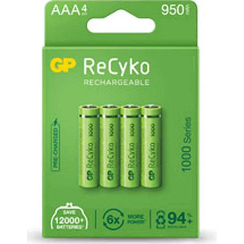 Compra PILA RECARGABLE RECYKO 4 UDS LR3 AAA 1000 MAH GENERAL DE PILAS 100AAAHC-CB4 GP al mejor precio