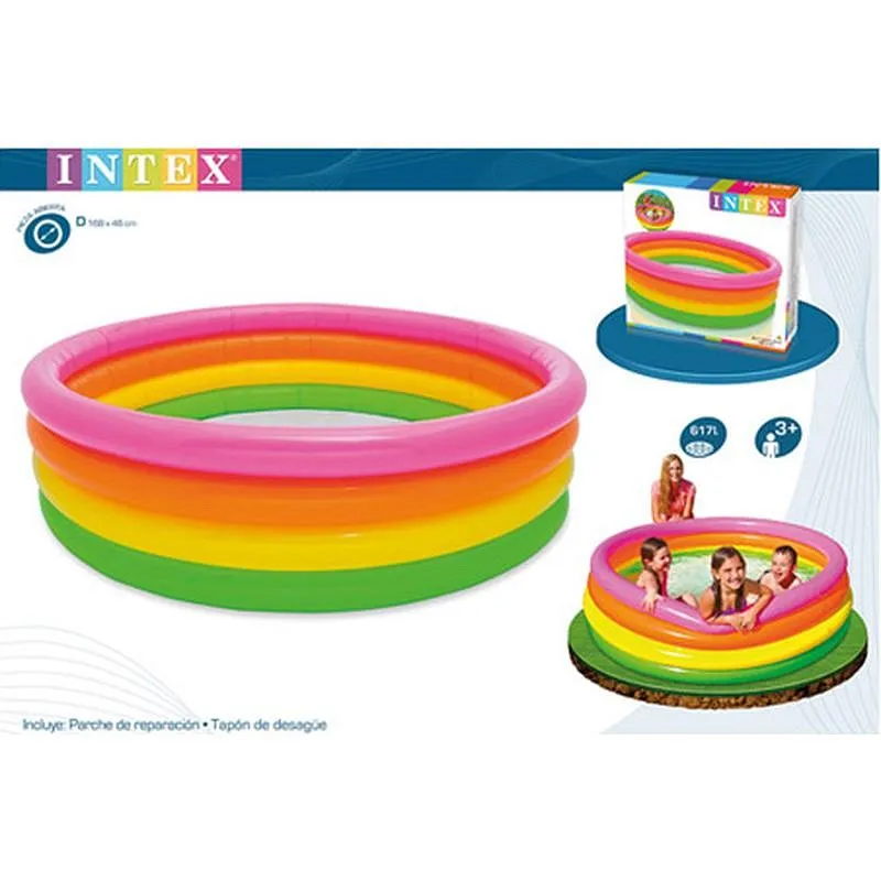 Compra PISCINA INFANTIL HINCHABLE CUATRO AROS BEBE 168X46CM INTEX 56441NP al mejor precio