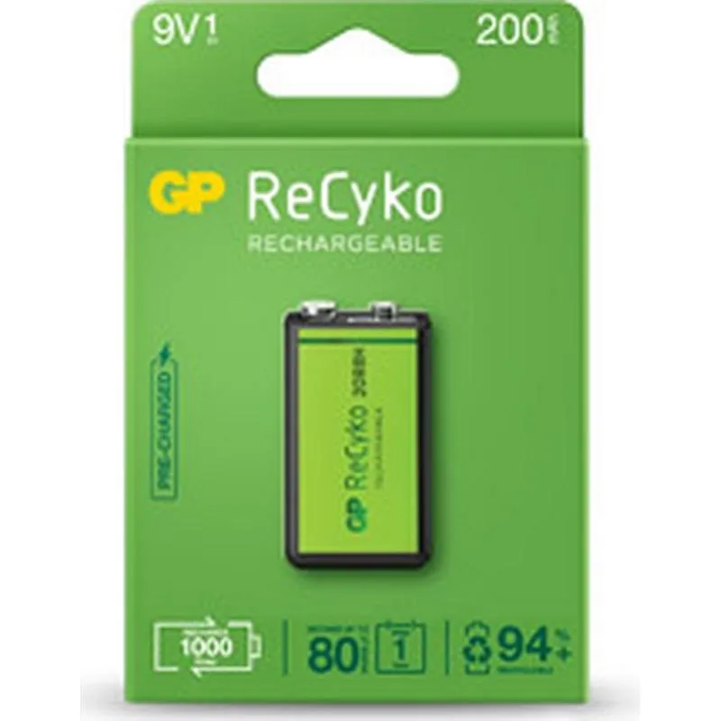 Compra PILA RECARGABLE RECYKO 1 UD 9 V 6LR661 200 MAH GENERAL DE PILAS 020R8H-CB1 GP al mejor precio