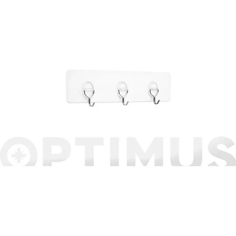 Compra COLGADOR ADHERENTE REUTILIZABLE 3 GANCHOS TRANSPARENTE 39 X 8,1CM INOFIX 1293-0- al mejor precio
