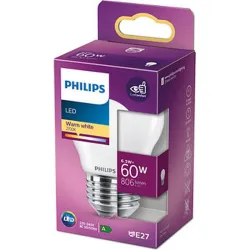 Compra BOMBILLA LED ESFERICA E27 LUZ CALIDA 806LM 6,5W PHILIPS 929002029255 al mejor precio