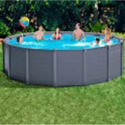 PISCINA REDONDA DESMONTABLE GRAPHITE GRAY PANEL 16,805 L DEPURADORA DE ARENA 5700 L/H diametro478X124CM INTEX 55215