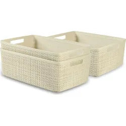 Compra CESTA RECTANGULAR JUTE 5L BLANCO ROTO 26X20X10,5 CM CURVER 245370 al mejor precio