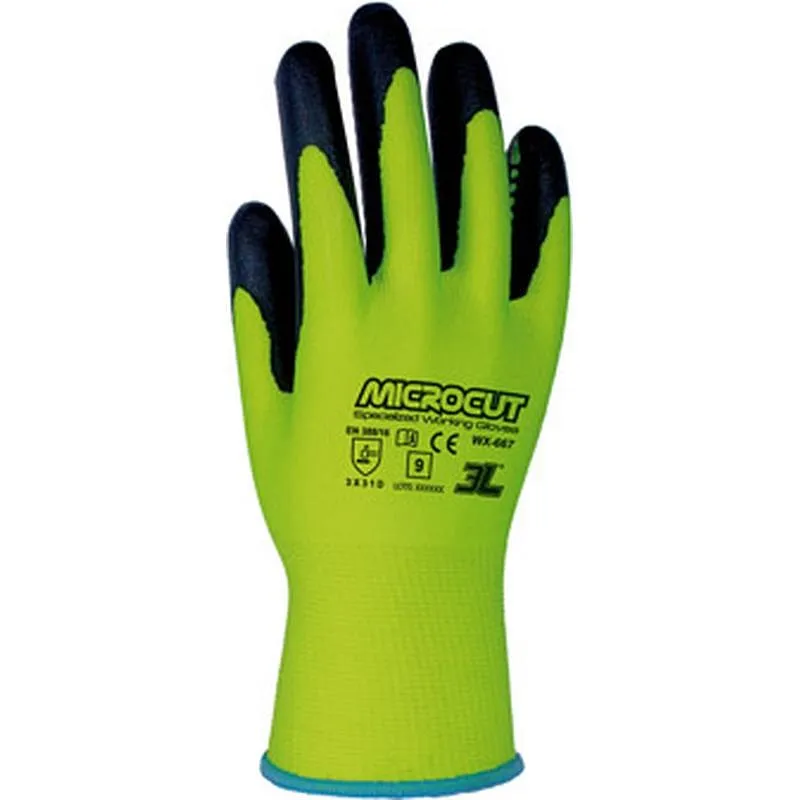 Compra GUANTE ANTICORTE POLIESTER / FIBRA VIDRIO RECUBIERTO NITRILO FOAM MICROCUT TALLA 8 3L WX-667 al mejor precio