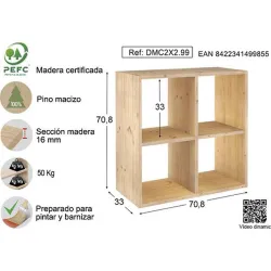 Compra ESTANTERIA MODULAR DINAMIC 2 X 2 CUBOS 70,8 X 70,8 X 33 CM ASTIGARRAGA DMC2X2.99 al mejor precio
