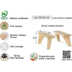 Compra PATAS DINAMIC JUEGO 2 PATAS 13,5 CM ALT. ASTIGARRAGA DMPIEZ2.99-DINPIE.99 al mejor precio