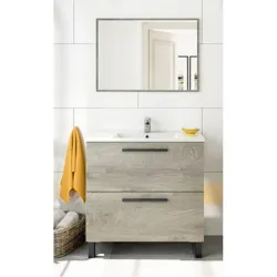Compra MUEBLE BAÑO 80 CM + ESPEJO ATHENA ROBLE ALASKA 80 X 80 X 45 CM ARKITMOBEL 305422C al mejor precio
