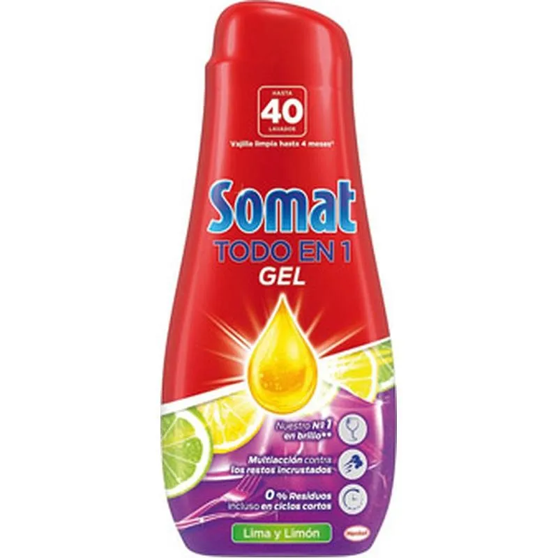 Compra LAVAVAJILLAS SOMAT GEL TODO EN 1 LIMON 40 DOSIS SOMAT 2883094-2888903 al mejor precio