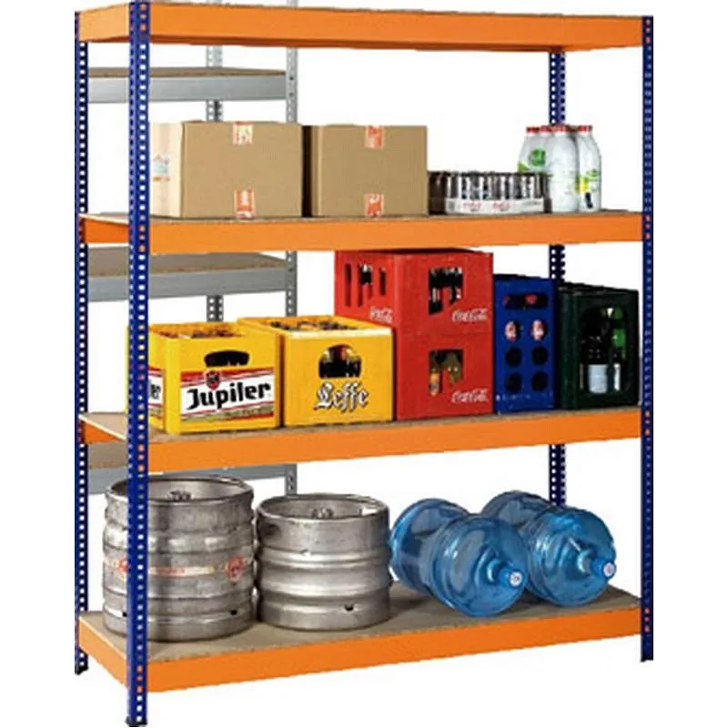 Compra ESTANTERIA METAL 4 ESTANTES MADERA SIN TORNILLOS 190 X 150 X 60 CM AZUL/NARANJA IRONSIDE 102803 al mejor precio