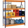 Compra ESTANTERIA METAL 4 ESTANTES MADERA SIN TORNILLOS 190 X 150 X 60 CM AZUL/NARANJA IRONSIDE 102803 al mejor precio