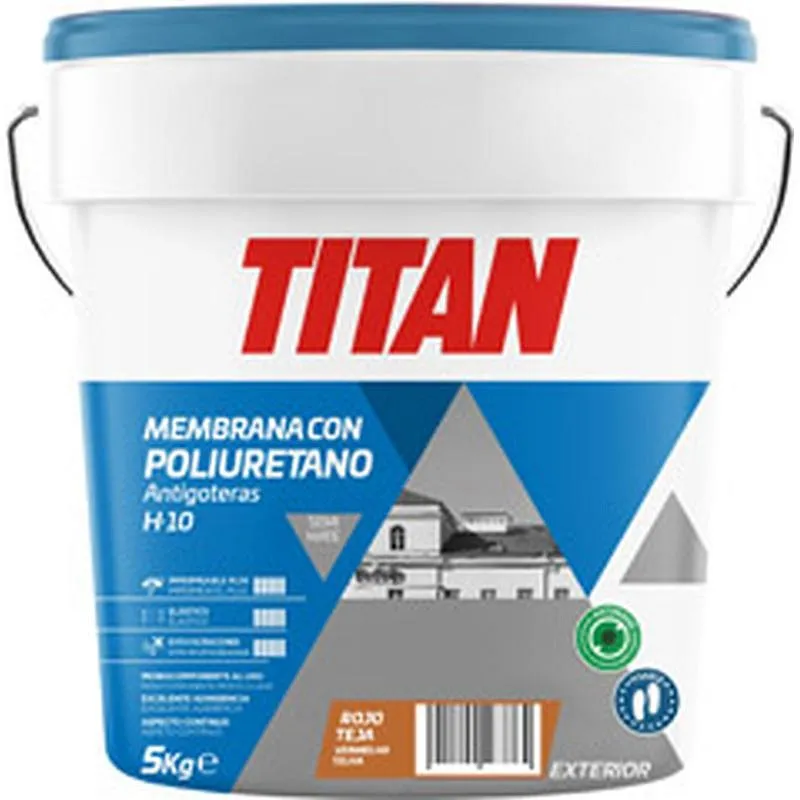 Compra PINTURA IMPERMEABILIZANTE CON POLIURETANO H10 5 KG ROJO TEJA TITAN 10H260505/5807384 al mejor precio