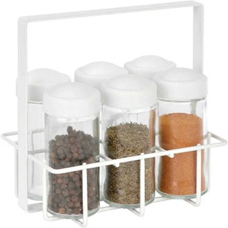 Compra ESPECIERO METALICO CON 6 BOTES VIDRIO BLANCO ANDREA CC69282 al mejor precio