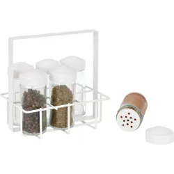 Compra ESPECIERO METALICO CON 6 BOTES VIDRIO BLANCO ANDREA CC69282 al mejor precio