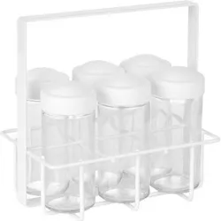 Compra ESPECIERO METALICO CON 6 BOTES VIDRIO BLANCO ANDREA CC69282 al mejor precio