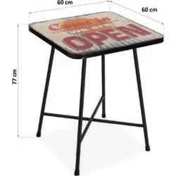 Compra MESA VINTAGE OPEN 60X60 CM VERSA 18191456 al mejor precio