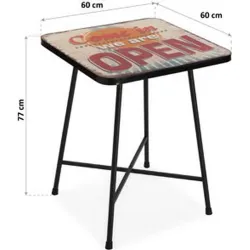 Compra MESA VINTAGE OPEN 60X60 CM VERSA 18191456 al mejor precio